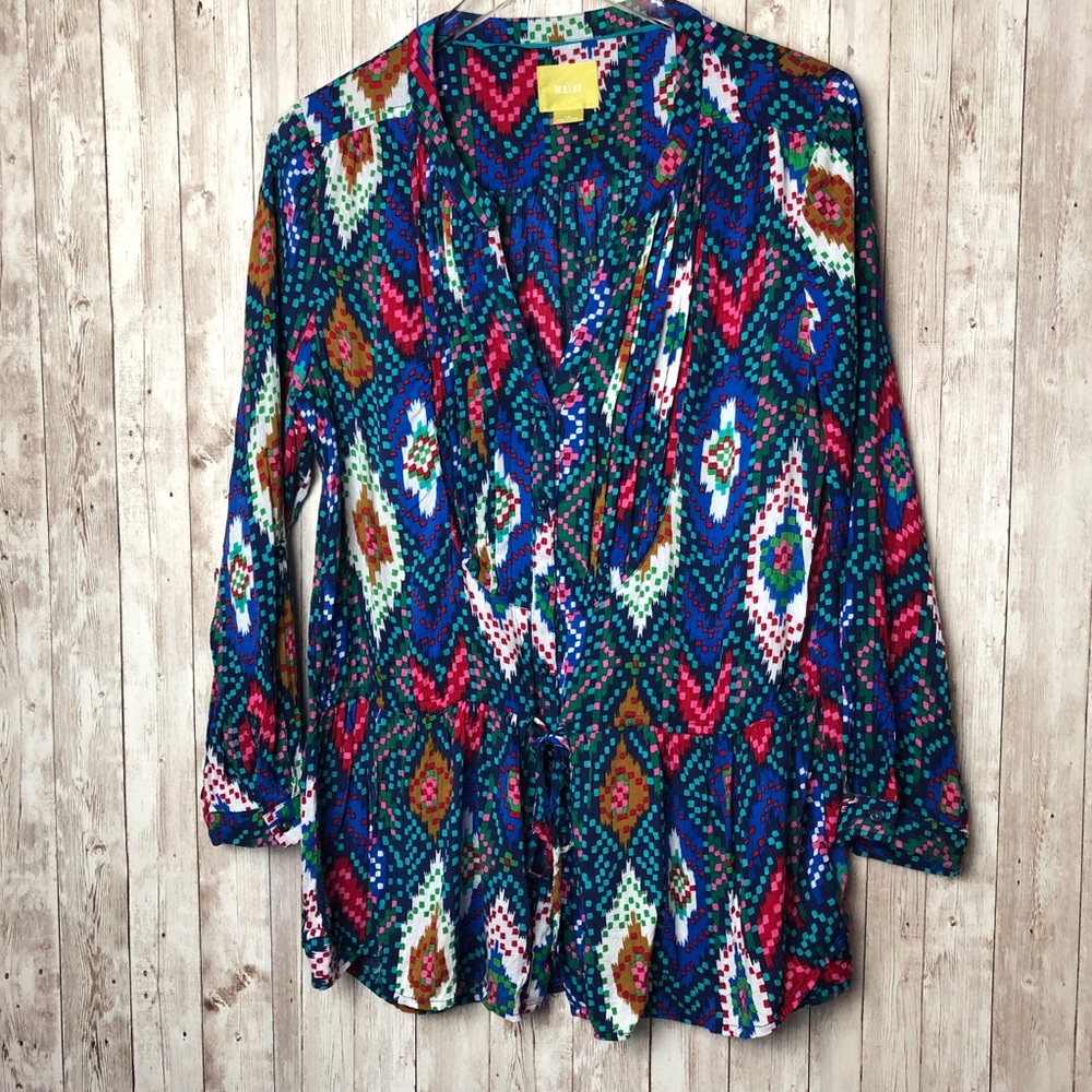 Anthropologie | Maeve Multicolor Pintuck Blouse
